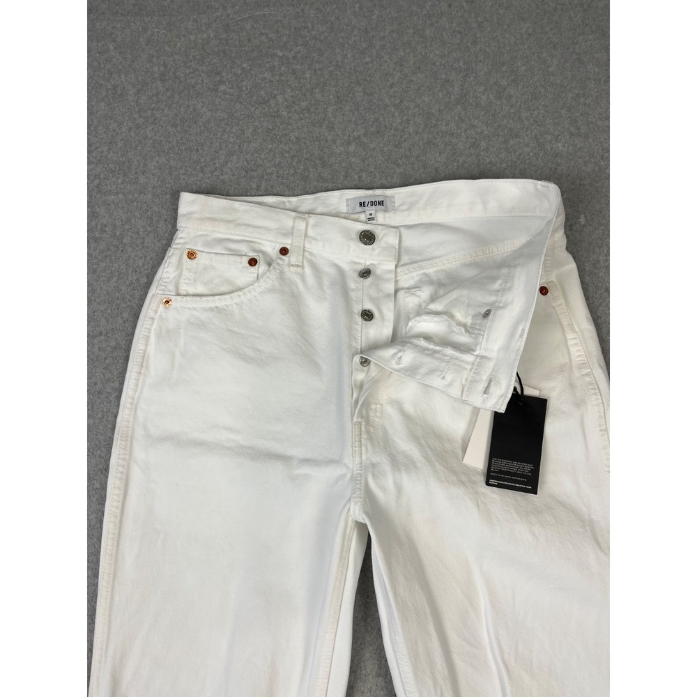 RE/Done Jeans Womens 30 White 90s High Rise Loose Fit Button‎ Fly Distressed